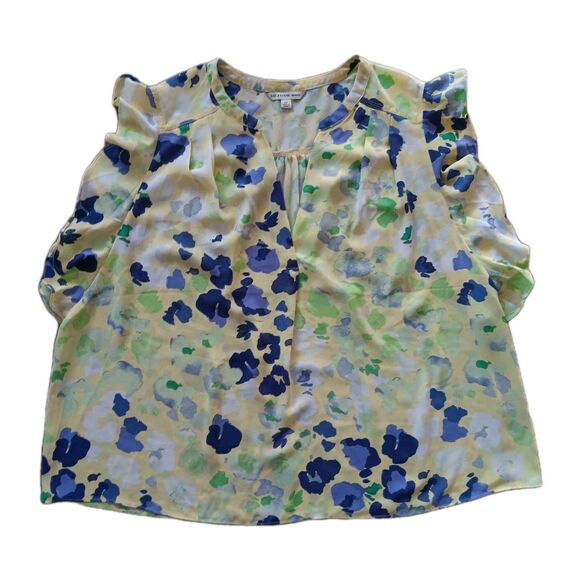 Zac & Rachel Lemon Meringue VNeck Top Short Ruffle Sleeves Blouse Plus Sz 2x - Picture 1 of 11